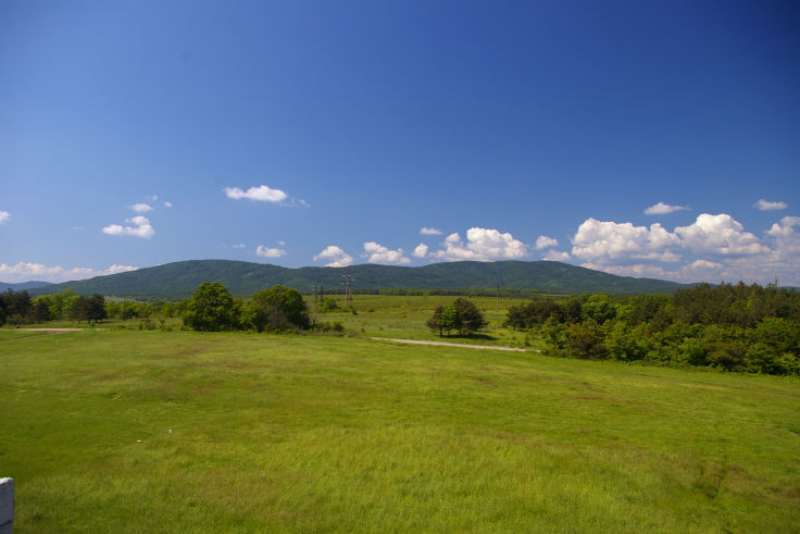 South west view from terrace of Villa Duo, the Strandzha mountains in the distance.