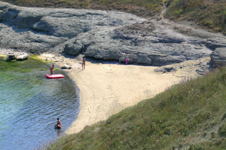 2 minutes walk, a small beach